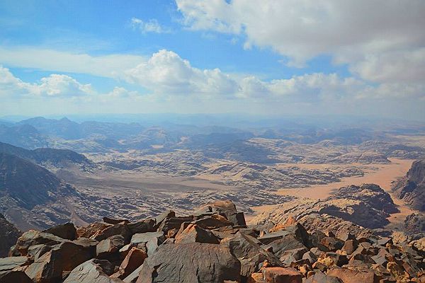 The spectacular view on Saudi Arabia from Jordan's highest summit, jebel Um Adaami